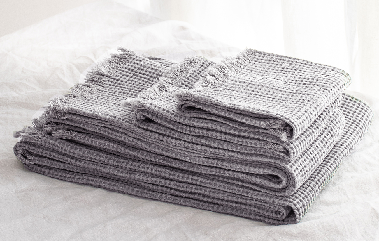 Soft grey waffle towel bundle 